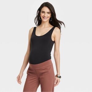 NWT Isabel Maternity by Ingrid + Isabel Black Tank Bodysuit Leotard One Piece